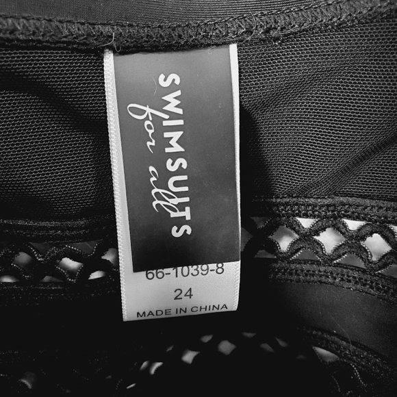 Swimsuits for All Black Lattice Plunge Swimsuit Plus Size 24 One Piece - Picture 2 of 5